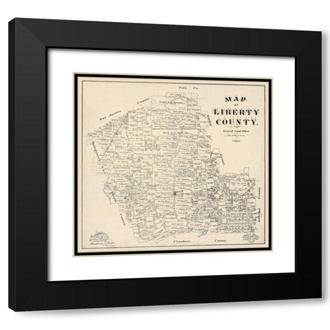 Liberty County Texas - Baker 1895 Black Modern Wood Framed Art Print with Double Matting by Baker