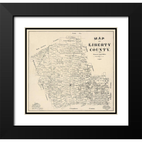 Liberty County Texas - Baker 1895 Black Modern Wood Framed Art Print with Double Matting by Baker