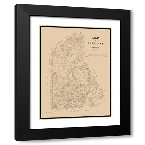 Live Oak County Texas - Walsh 1879 Black Modern Wood Framed Art Print with Double Matting by Walsh
