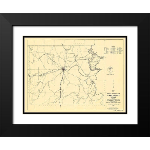 Llano Texas - Highway Dept 1936 Black Modern Wood Framed Art Print with Double Matting by Highway Dept