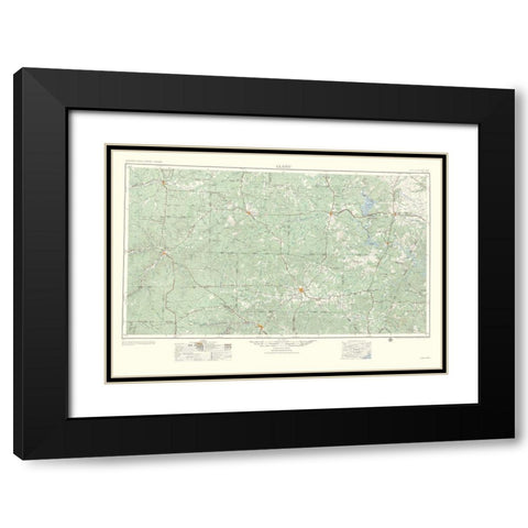 Llano Texas Quad - USGS 1954 Black Modern Wood Framed Art Print with Double Matting by USGS