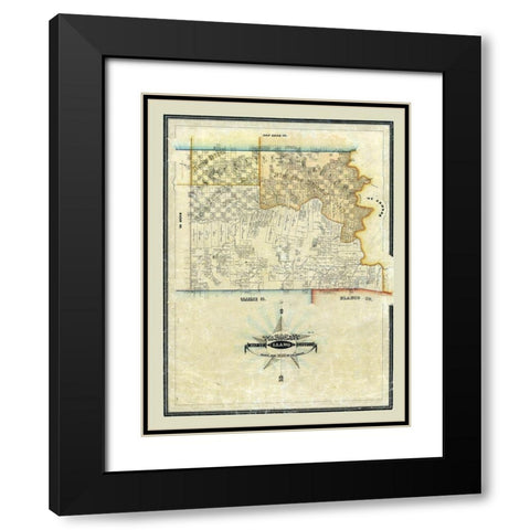 Llano County Texas - Arlitt 1859 Black Modern Wood Framed Art Print with Double Matting by Arlitt