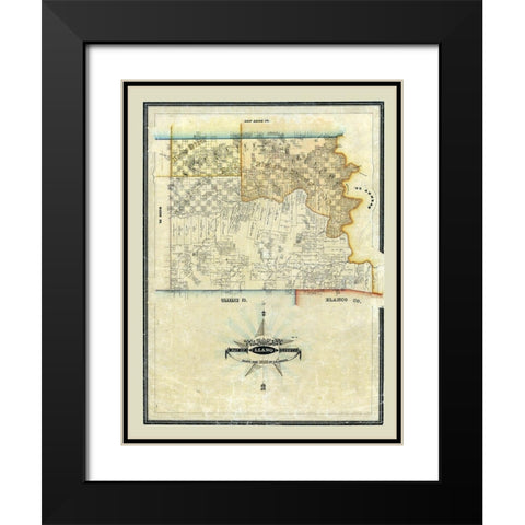 Llano County Texas - Arlitt 1859 Black Modern Wood Framed Art Print with Double Matting by Arlitt