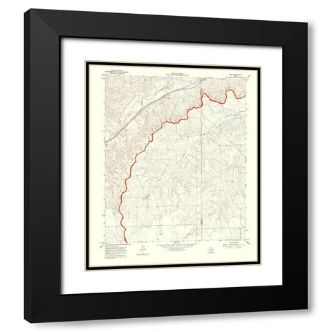 Lora Texas Quad - USGS 1970 Black Modern Wood Framed Art Print with Double Matting by USGS
