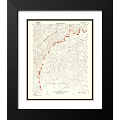 Lora Texas Quad - USGS 1970 Black Modern Wood Framed Art Print with Double Matting by USGS