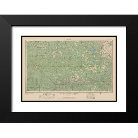 Llano Texas Quad - USGS 1954 Black Modern Wood Framed Art Print with Double Matting by USGS