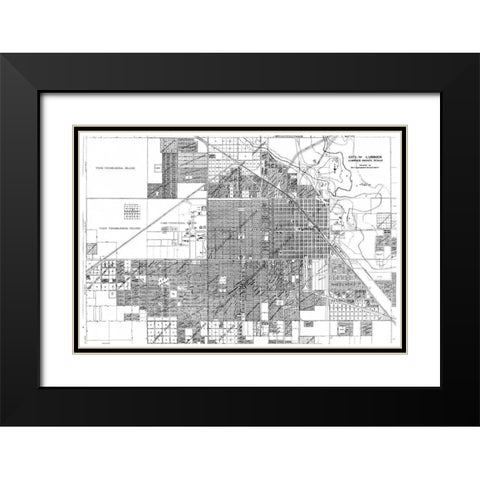Lubbock Texas - City Engineering Dept 1946 Black Modern Wood Framed Art Print with Double Matting by City Engineering Dept