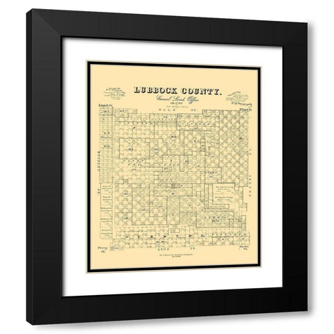 Lubbock County Texas - McGauhey 1892 Black Modern Wood Framed Art Print with Double Matting by McGaughey