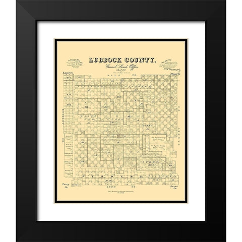 Lubbock County Texas - McGauhey 1892 Black Modern Wood Framed Art Print with Double Matting by McGaughey