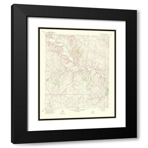 Little Wolf Creek Texas Quad - USGS 1967 Black Modern Wood Framed Art Print with Double Matting by USGS