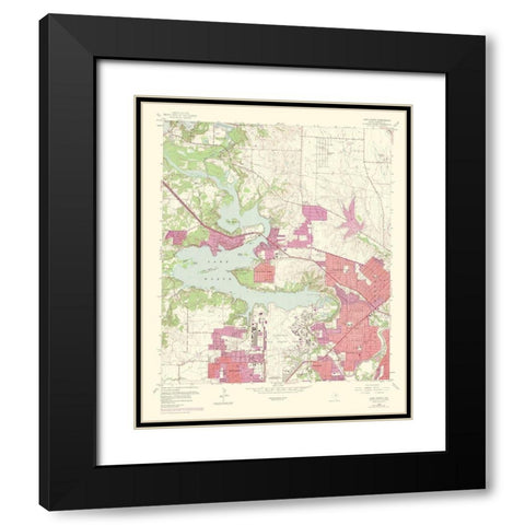 Lake Worth Texas Quad - USGS 1969 Black Modern Wood Framed Art Print with Double Matting by USGS