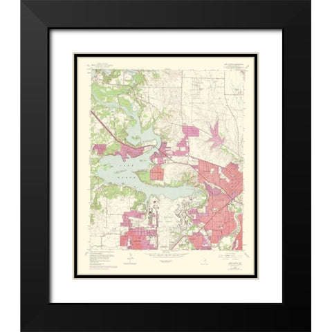 Lake Worth Texas Quad - USGS 1969 Black Modern Wood Framed Art Print with Double Matting by USGS