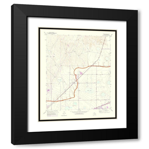 Mayer Texas Quad - USGS 1975 Black Modern Wood Framed Art Print with Double Matting by USGS