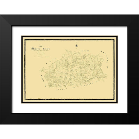 Madison County Texas - Matthews 1880 Black Modern Wood Framed Art Print with Double Matting by Matthews