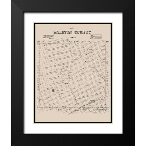 Martin County Texas - Ackerman 1894 Black Modern Wood Framed Art Print with Double Matting by Ackerman