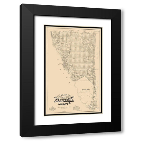 Maverick County Texas - McGaughey 1893 Black Modern Wood Framed Art Print with Double Matting by McGaughey