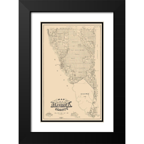 Maverick County Texas - McGaughey 1893 Black Modern Wood Framed Art Print with Double Matting by McGaughey