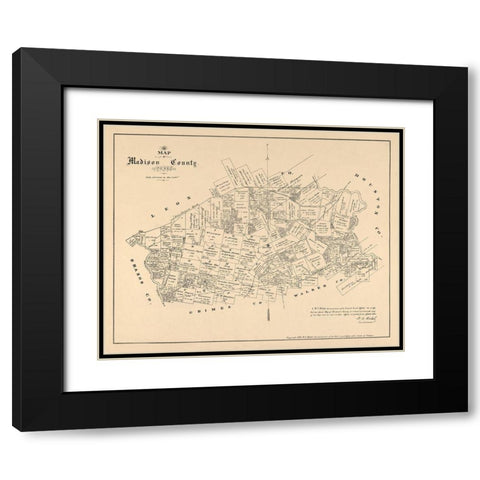 Madison County Texas - Walsh 1879 Black Modern Wood Framed Art Print with Double Matting by Walsh