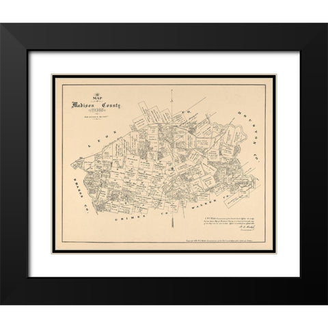Madison County Texas - Walsh 1879 Black Modern Wood Framed Art Print with Double Matting by Walsh
