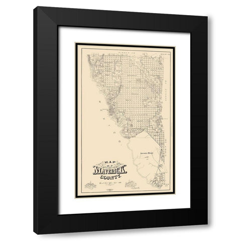 Maverick County Texas - McGaughey 1893 Black Modern Wood Framed Art Print with Double Matting by McGaughey