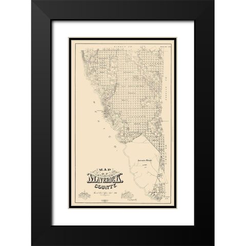 Maverick County Texas - McGaughey 1893 Black Modern Wood Framed Art Print with Double Matting by McGaughey