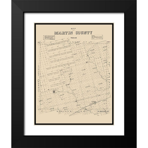 Martin County Texas - Abrams 1894 Black Modern Wood Framed Art Print with Double Matting by Abrams