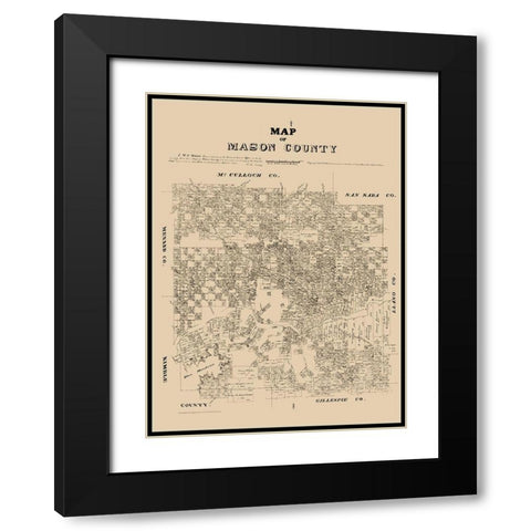 Mason County Texas - Walsh 1879 Black Modern Wood Framed Art Print with Double Matting by Walsh