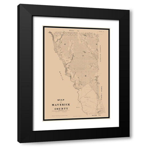 Marverick County Texas - Walsh 1897 Black Modern Wood Framed Art Print with Double Matting by Walsh