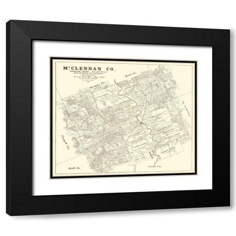 Mclennan Texas Landowner - Land Office 1878 Black Modern Wood Framed Art Print with Double Matting by Land Office