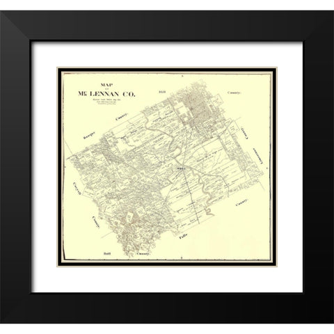 Mclennan Texas Landowner - Land Office 1896 Black Modern Wood Framed Art Print with Double Matting by Land Office