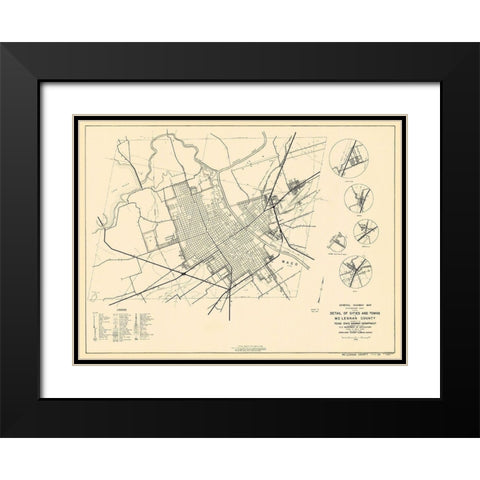 Mclennan Texas Highway - Highway Dept 1936 Black Modern Wood Framed Art Print with Double Matting by Highway Dept