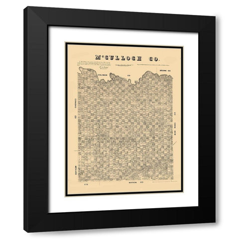 McCulloch County Texas - Walsh 1879 Black Modern Wood Framed Art Print with Double Matting by Walsh