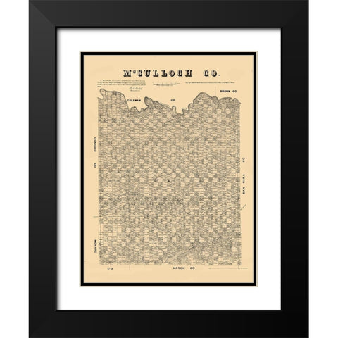 McCulloch County Texas - Walsh 1879 Black Modern Wood Framed Art Print with Double Matting by Walsh
