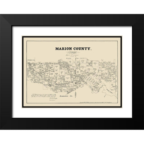 Marion County Texas - Walsh 1879 Black Modern Wood Framed Art Print with Double Matting by Walsh