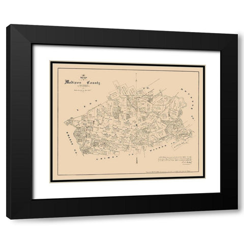Madison County Texas - Walsh 1879 Black Modern Wood Framed Art Print with Double Matting by Walsh