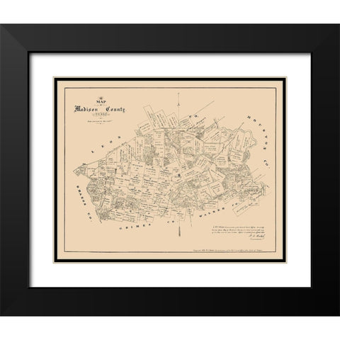 Madison County Texas - Walsh 1879 Black Modern Wood Framed Art Print with Double Matting by Walsh