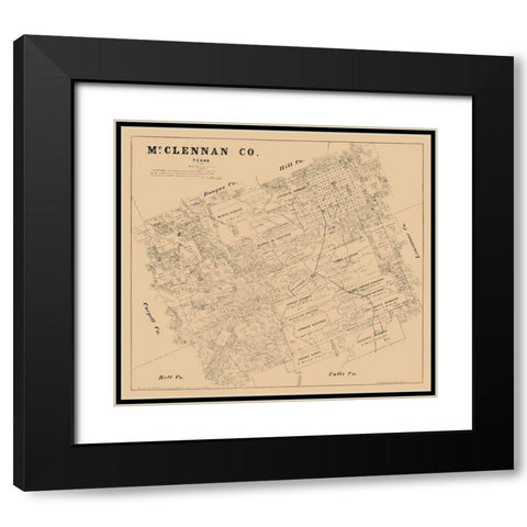 McLennan County Texas - Walsh 1880 Black Modern Wood Framed Art Print with Double Matting by Walsh