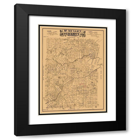 McMullen County Texas - Hall 1889 Black Modern Wood Framed Art Print with Double Matting by Hall