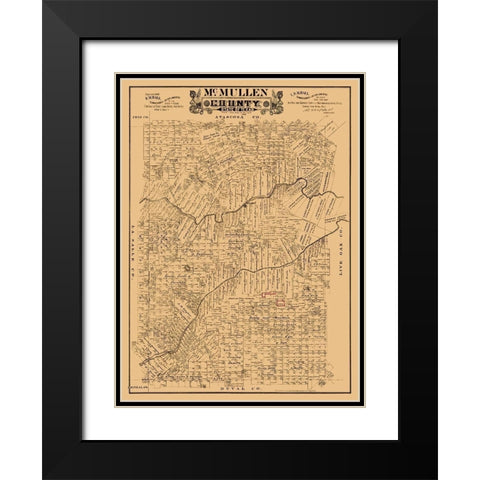McMullen County Texas - Hall 1889 Black Modern Wood Framed Art Print with Double Matting by Hall