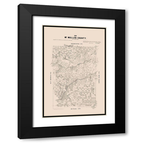 McMullen County Texas - Walsh 1879 Black Modern Wood Framed Art Print with Double Matting by Walsh