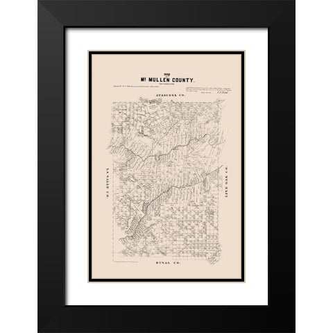 McMullen County Texas - Walsh 1879 Black Modern Wood Framed Art Print with Double Matting by Walsh