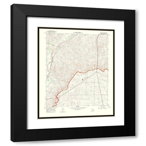 Mendota Texas Quad - USGS 1969 Black Modern Wood Framed Art Print with Double Matting by USGS