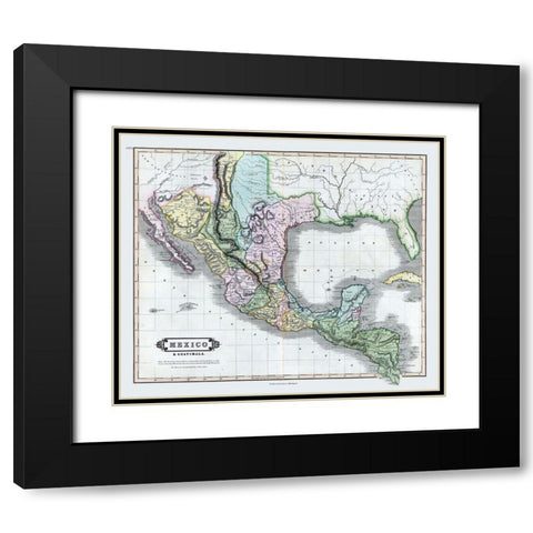 Mexico - Guatemala - Lizars 1833 Black Modern Wood Framed Art Print with Double Matting by Lizars