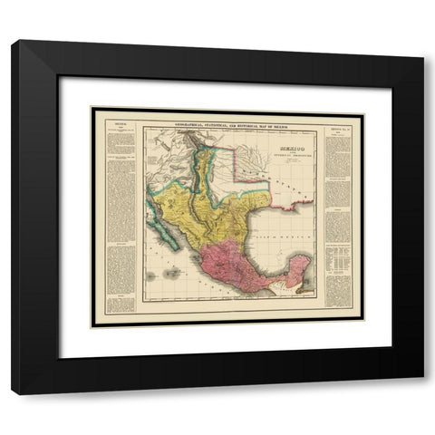 Mexico - Internal Provinces - Texas - Carey 1822 Black Modern Wood Framed Art Print with Double Matting by Carey