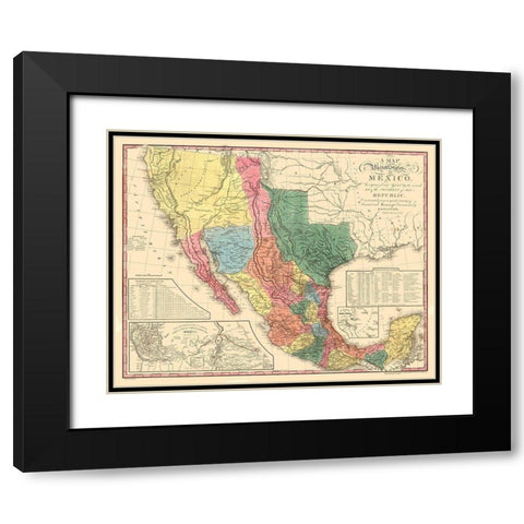Texas - Mexico - Tanner 1847 Black Modern Wood Framed Art Print with Double Matting by Tanner