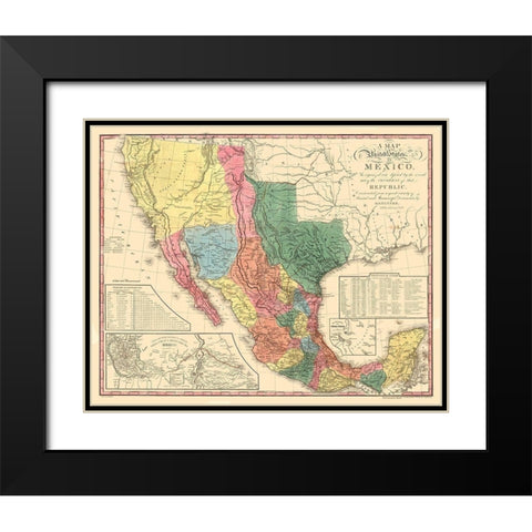 Texas - Mexico - Tanner 1847 Black Modern Wood Framed Art Print with Double Matting by Tanner
