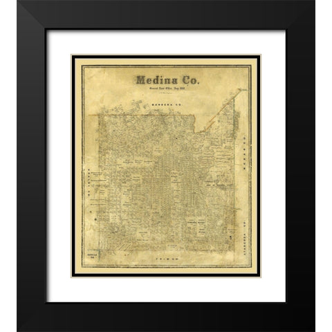 Medina County Texas - Blau 1880 Black Modern Wood Framed Art Print with Double Matting by Blau