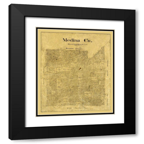 Medina County Texas - Rowe 1895 Black Modern Wood Framed Art Print with Double Matting by Rowe
