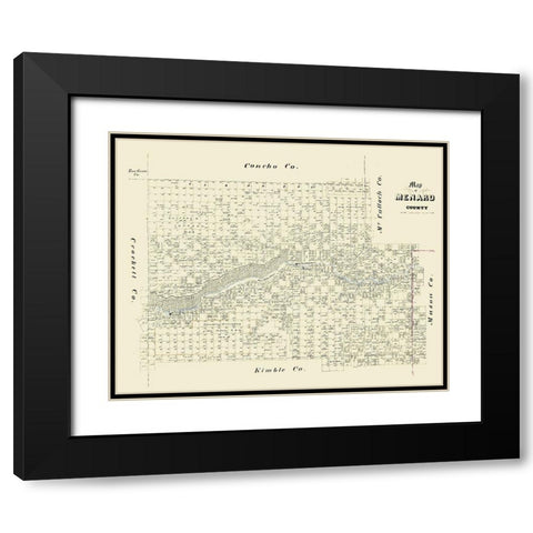 Menard County Texas -1871 Black Modern Wood Framed Art Print with Double Matting by Unknown