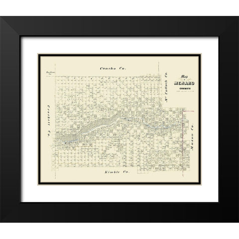 Menard County Texas -1871 Black Modern Wood Framed Art Print with Double Matting by Unknown